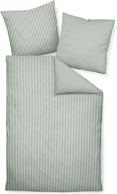Janine Bettwäsche aus Flanell in Green mit Bettbezug und Kissen, Baumwolle, B/T: 135 x 200 cm, Kissen: 80 x 80 cm - Bild 1