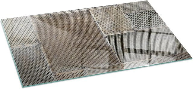 Tulup Kamin Glasplatte mit Lochblechmuster in Beige, B/T: 140 x 70 cm - Bild 1