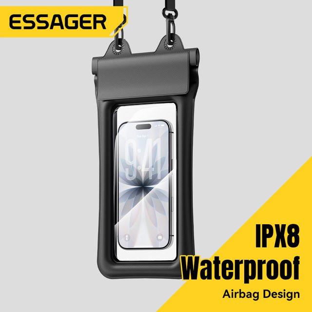 Essager Wasserdichte Handytasche mit Trageriemen in Schwarz für iPhone 17 16 Samsung Xiaomi Huawei zum Schwimmen, Tauchen und Schnorcheln - Bild 1
