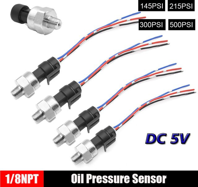 MAIMEIMI Druckwandler Sensor für Kraftstoffanzeige und Öldruckmesser, 1/8NPT, DC 5V, Farbe: Silber - Bild 1