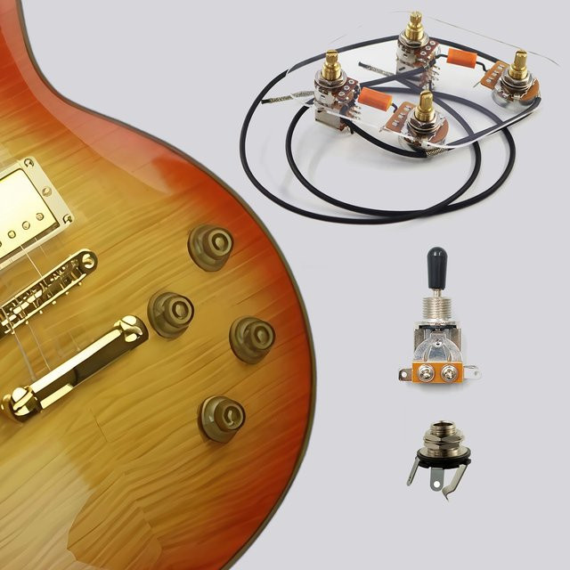 Phrilam Kabelset für E-Gitarren im LP-Stil mit 2T2V Push-Pull-Potentiometern und unabhängigem Schalter, Multicolor - Bild 1