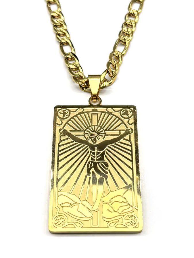 JYTF Kruzifix-Anhänger Halskette, Edelstahl, Gold, Unisex - Bild 2