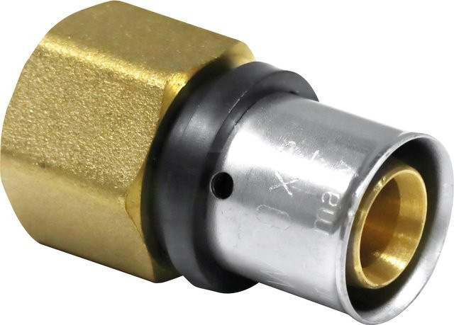 PIPETEC Press-Übergangsstück aus Messing 20 mm x Rp 3/4 in Goldoptik - Bild 1