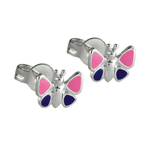 SIGO Ohrstecker Schmetterling, 925 Silber, lila, Kinder - Bild 1