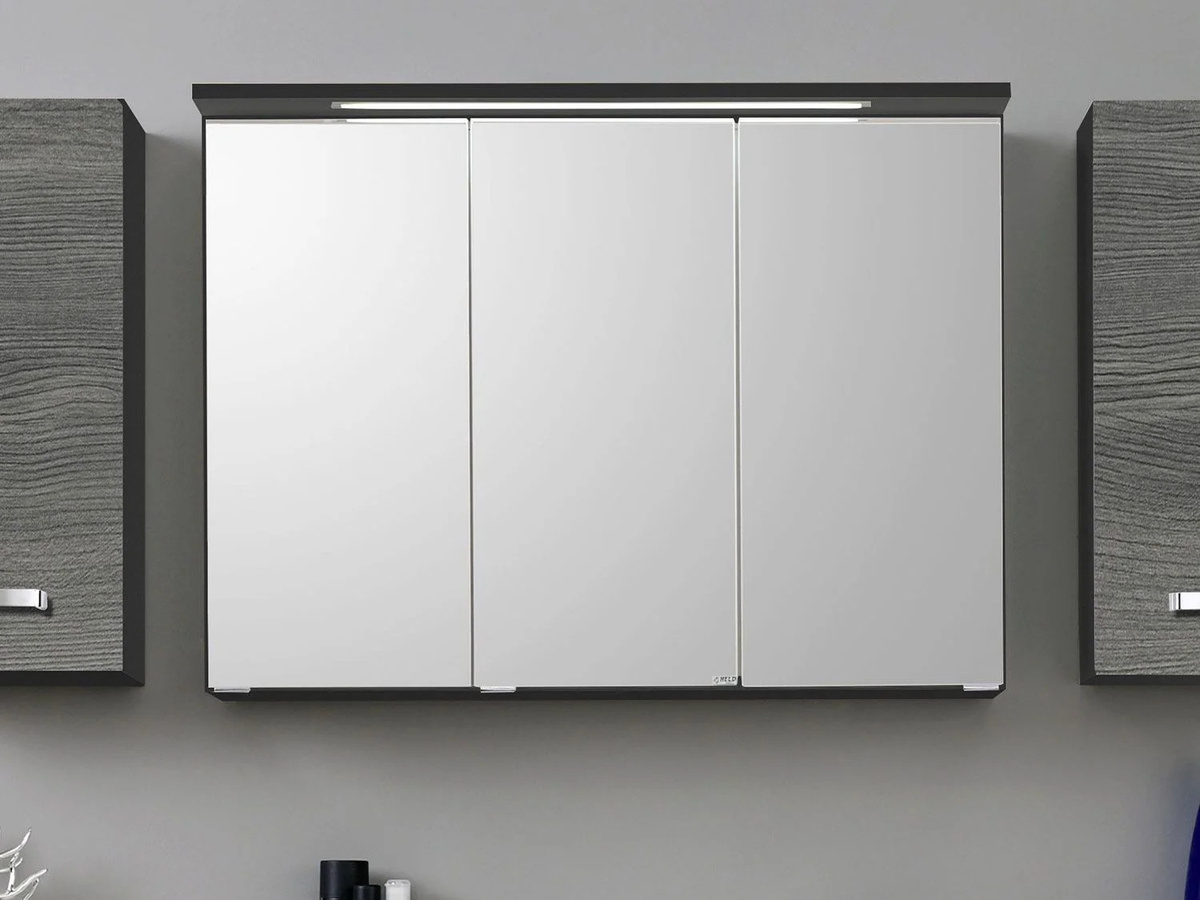 HELD Bologna 3D Spiegelschrank in Graphitgrau mit LED-Beleuchtung und Steckdose, Breite: 100 cm - Bild 4