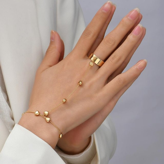 Mango Event Herz-Anhänger-Kettenarmband, Messing, Gold, Damen - Bild 1