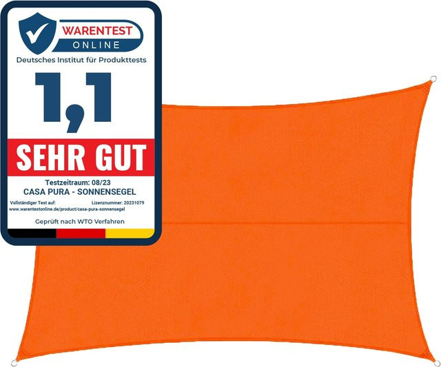 Casa Pura Wasserabweisendes Sonnensegel Rechteckig Orange 5 x 7 m - Bild 1