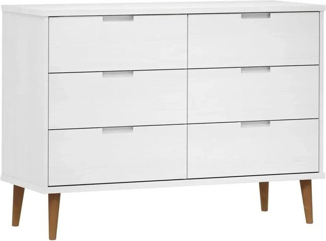 vidaXL Schubladenschrank MOLDE aus Massivholz Kiefer in Weiß, B/T/H: 113 x 40 x 80 cm - Bild 1