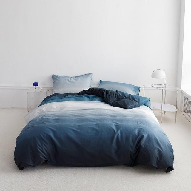 Bin Chi Textiles Bettwäscheset aus 100% Baumwolle mit Farbverlauf in Blau und Multicolour, 3-teilig, atmungsaktiv mit verdecktem Reißverschluss, B/H: 150 x 200 cm - Bild 1