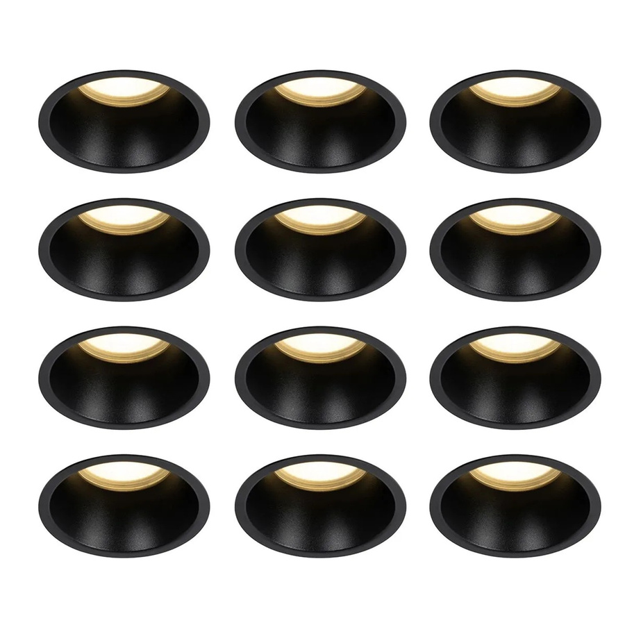 QAZQA Set mit 12 Einbaustrahlern Schwarz GU10 IP44 für Wohnzimmer, Küche und Badezimmer - Bild 2