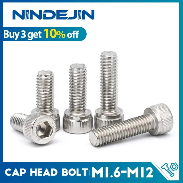 NINDEJIN Innensechskantschraube DIN 912 aus Edelstahl A2-70 in Silber - Bild 1