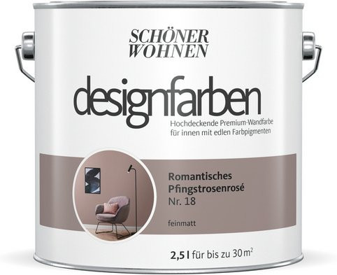 Schöner Wohnen Designfarbe Dispersionsfarbe in Romantisches Pfingstrosenrosé, Pink, 2,5 l - Bild 1