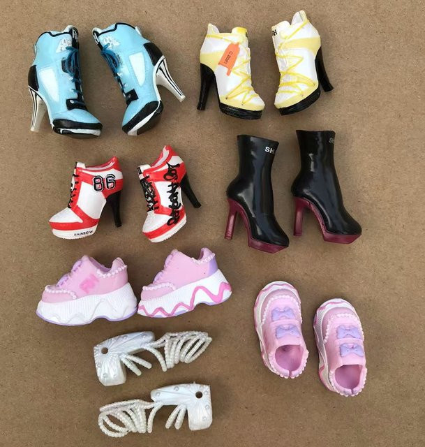 ROUND YUAN Regenbogen Puppe Stiefel High Heels, Puppen Zubehör, Braun - Bild 1