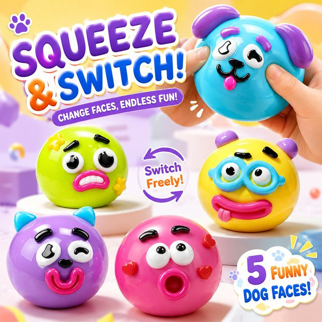 Smushers Curiosities Cartoon-Gesichts-Squishy-Spielzeug, multicolour - Bild 1