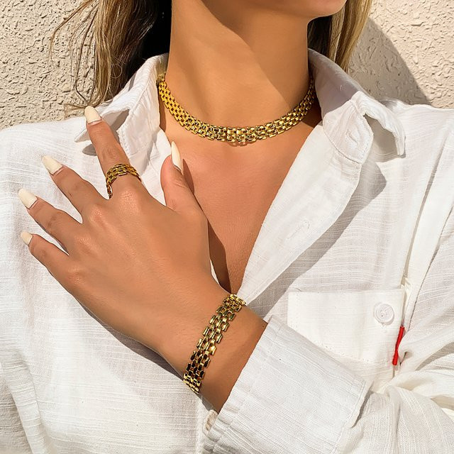 IngeSight.Z Choker-Halskette, mehrreihig, goldfarben, Damen - Bild 1