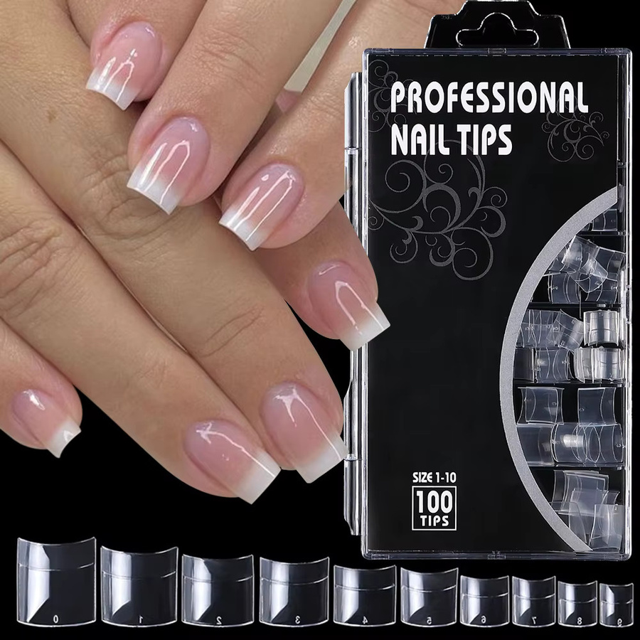 MAFANAILS Nagelspitzen, klar, quadratisch, 100 Stück, Gel, glänzend - Bild 3