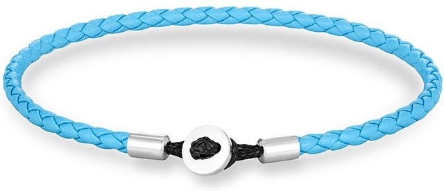 Geflochtenes Lederarmband Edelstahl, blau, Unisex, 21 cm - Bild 1