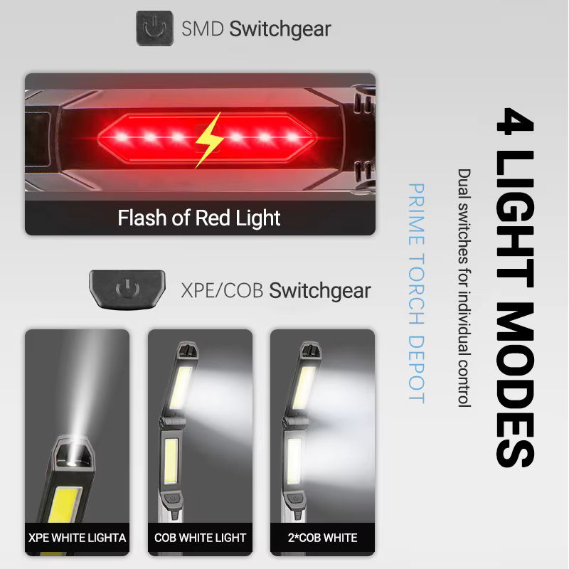 KDULIT Multifunktionale LED-Arbeitsleuchte in Schwarz mit Magnet und Haken, wiederaufladbare Taschenlampe für Outdoor, Camping und Notfälle - Bild 4