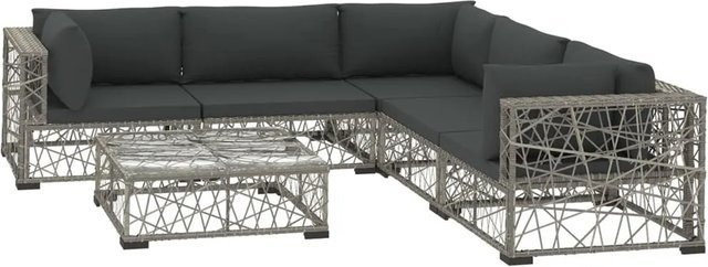 vidaXL 10-teiliges Garten-Lounge-Set aus Poly-Rattan mit Kissen in Grau - Bild 1
