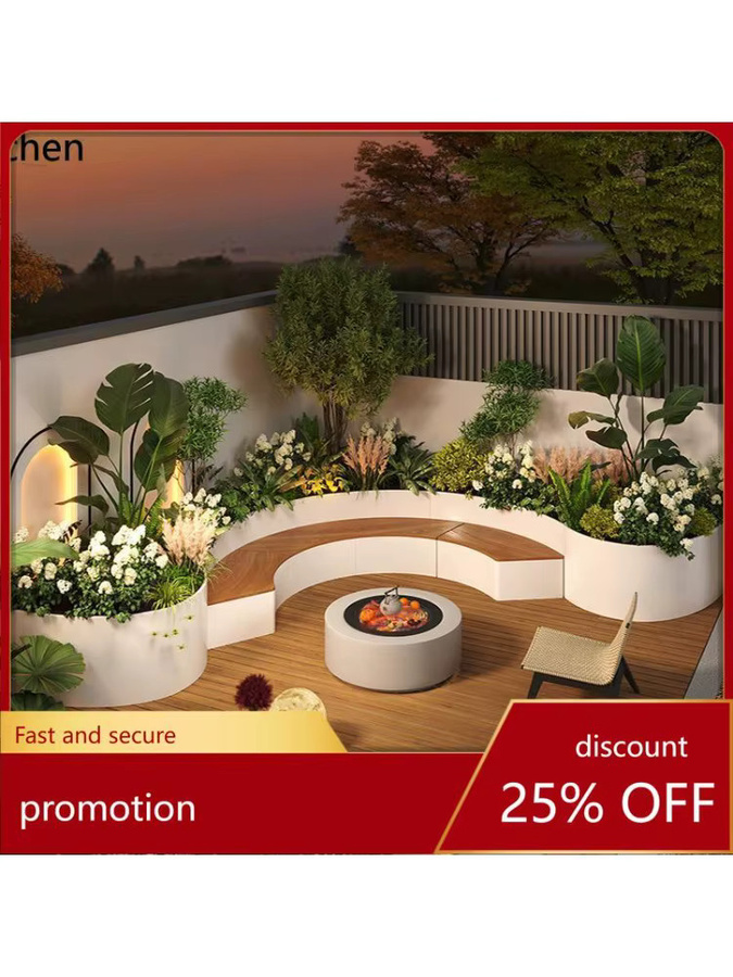 CZ1 Blumenkasten und Hocker-Kombination aus Eisenkunst in Weiß für den Außenbereich und Balkon - Bild 2