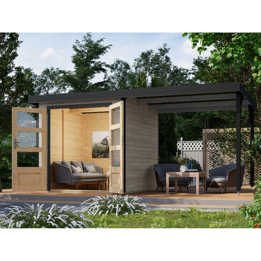 Karibu Gartenhaus Set Ernesto D in Anthrazit aus Fichtenholz und Metall mit 4,45 m² Grundfläche - Bild 2