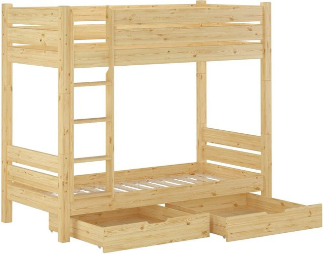 Erst-Holz Etagenbett aus Massivholz mit Doppelbettkasten und Rollrost, Modell 16, braun, B/T/H: 200 x 120 x 180 cm - Bild 1