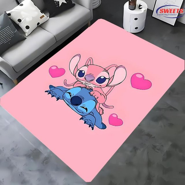 Karpetti Disney Lilo & Stitch Themen-Teppich in Pink, rutschfest und maschinenwaschbar, B/H: 60 x 40 cm - Bild 1