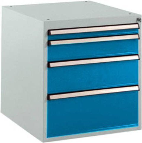 Manuflex BASETEC Stationärer Schubfachschrank SP1140.5007 aus Stahl mit 4 abschließbaren Schubfächern, Farbe: Brillantblau RAL 5007 - Bild 1