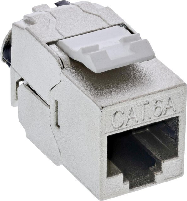 InLine Keystone RJ45 Buchse Slim Cat.6A SNAP-In mit integriertem Kabelbinder, 24er Pack, Grau (B-76202P) - Bild 1