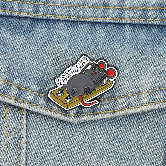Miss Zoe Brosche Emaille, Cartoon Ratte, Bunt, Unisex - Bild 1