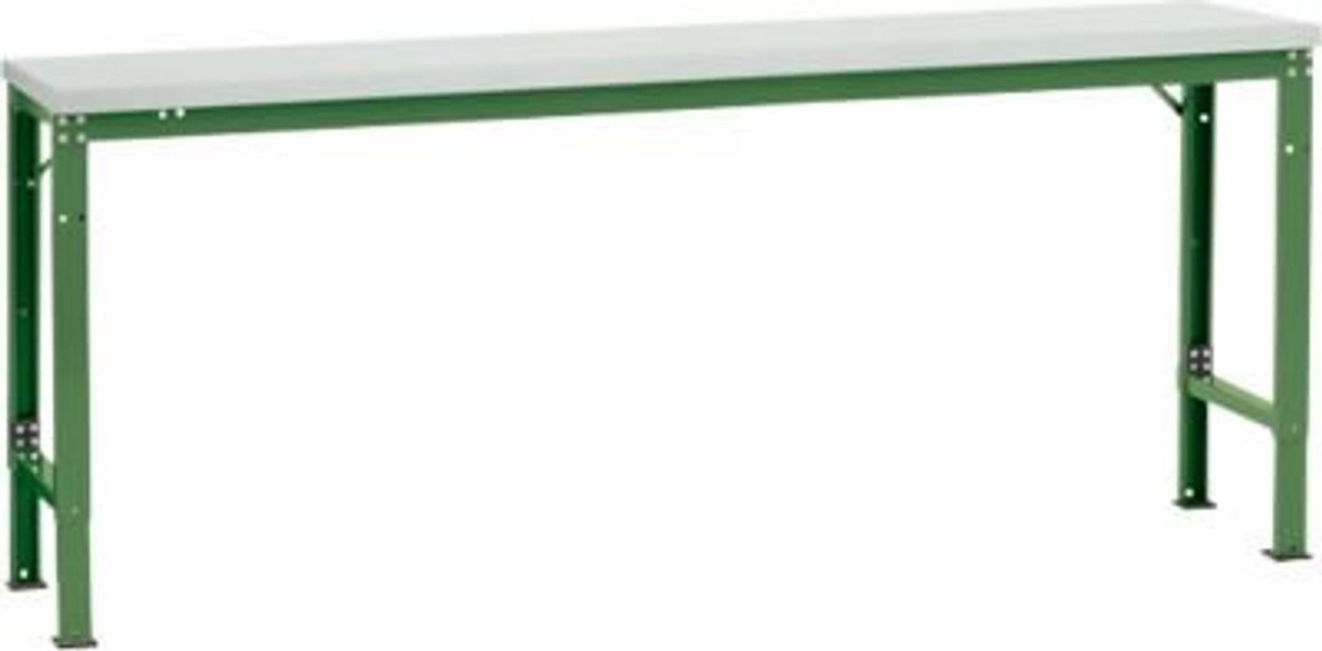 Manuflex Grundtisch UNIVERSAL Spezial aus Kunststoff und Stahl in Lichtgrau und Resedagrün, B/T: 200 x 80 cm, höhenverstellbar - Bild 2