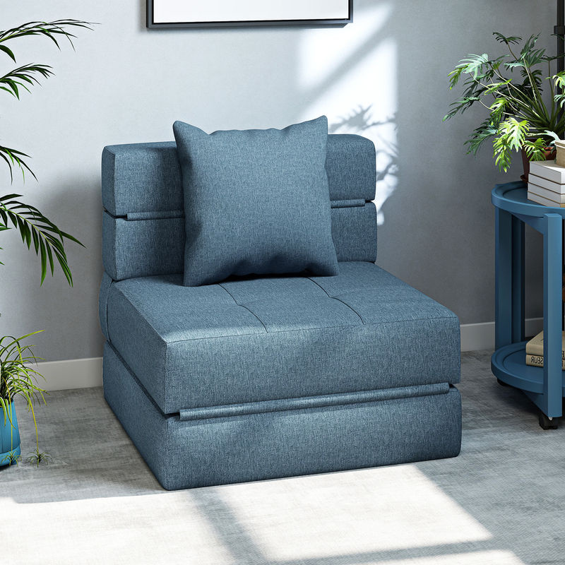 HOMCOM 2-in-1 Schlafsessel und Schlafsofa klappbar mit Kissen, Dunkelblau - Bild 2