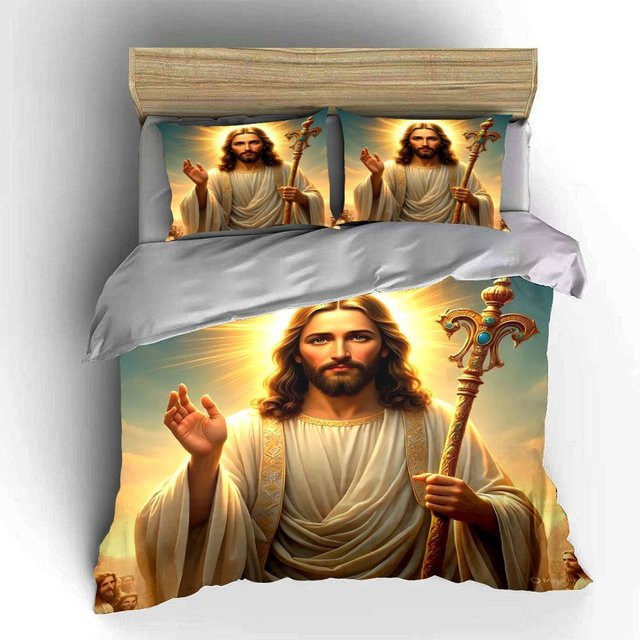 Dreiteiliges Bettwäsche-Set Heiliges Gewand Stab und Heiligenschein aus Mikrofaser, Mehrfarbig, B/H: 173 x 218 cm - Bild 1