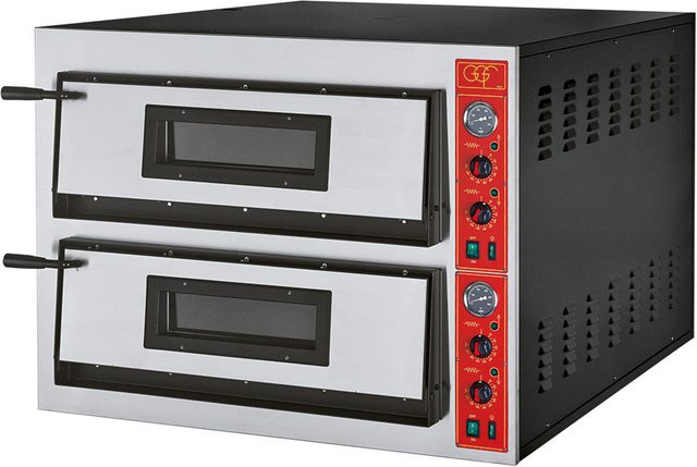 Stalgast Pizzaofen mit zwei Kammern für 12 Pizzen Ø 360 mm aus Vollschamott, 18 kW, silber/schwarz, B/T/H: 101 x 121 x 75 cm - Bild 1