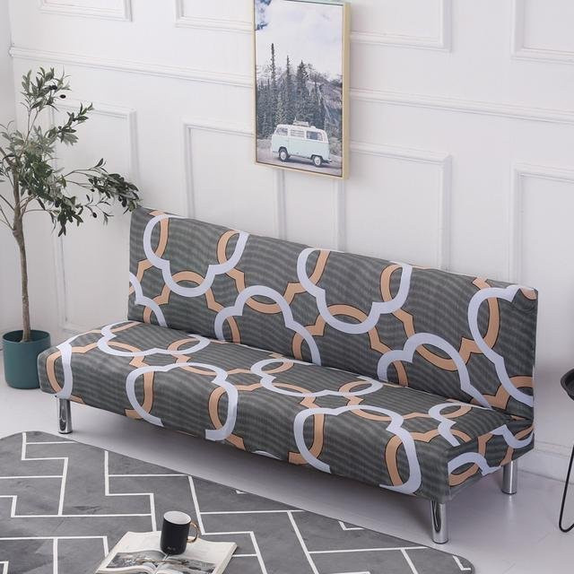 Dehnbarer Sofaschutzbezug mit geometrischem Druck in Grau, elastischer Doppel-Sitzbezug für dein Sofa, Größe S (120-150 cm) - Bild 1