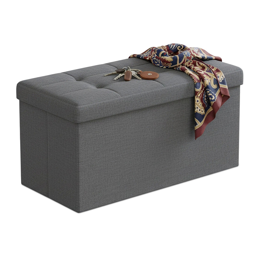 Relaxdays Sitzbank aus Stoff mit Stauraum, Dunkelgrau, B/T/H: 76 x 38 x 38 cm - Bild 2