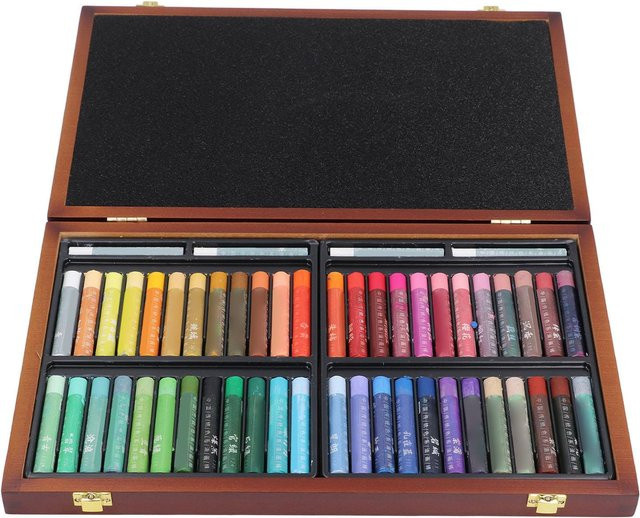 OutsideWorld Ölpastell-Set mit 48 Farben in einer Holzbox, wasserlösliche weiche Pastellstifte für Künstler, Mehrfarbig - Bild 1