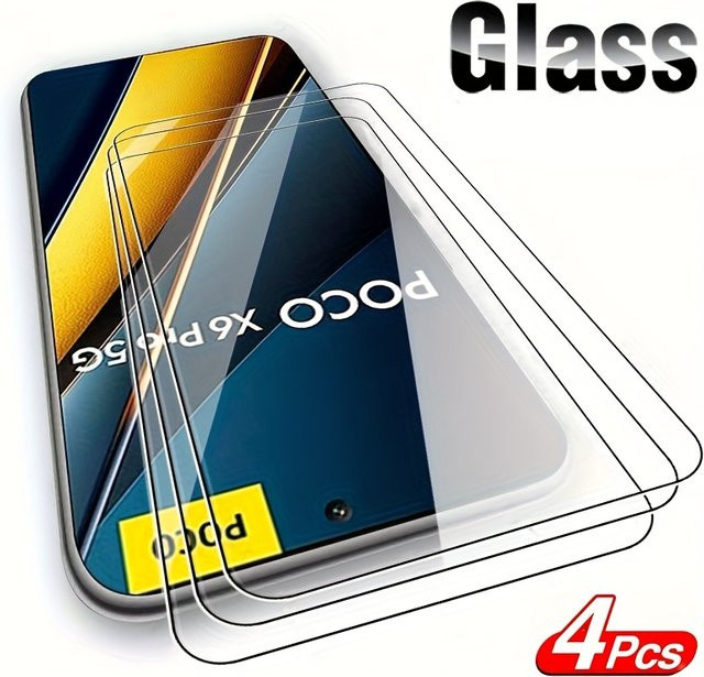 4 Stück Xiaomi Poco X6 Pro 5G Displayschutzfolie aus gehärtetem Glas, transparent - Bild 1