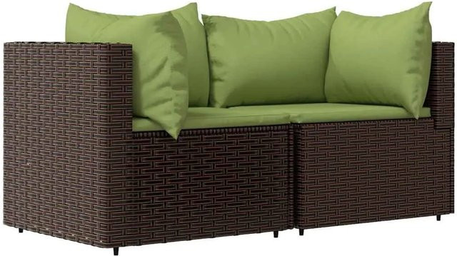 vidaXL Garten-Ecksofa Set aus Polyrattan in Braun mit Kissen und Metallgestell - Bild 1