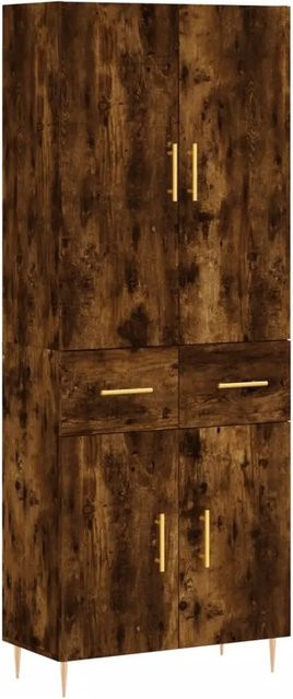 vidaXL Highboard Räuchereiche in Braun aus Holzwerkstoff und Metall, B/T/H: 69,5 x 34,0 x 180,0 cm - Bild 1
