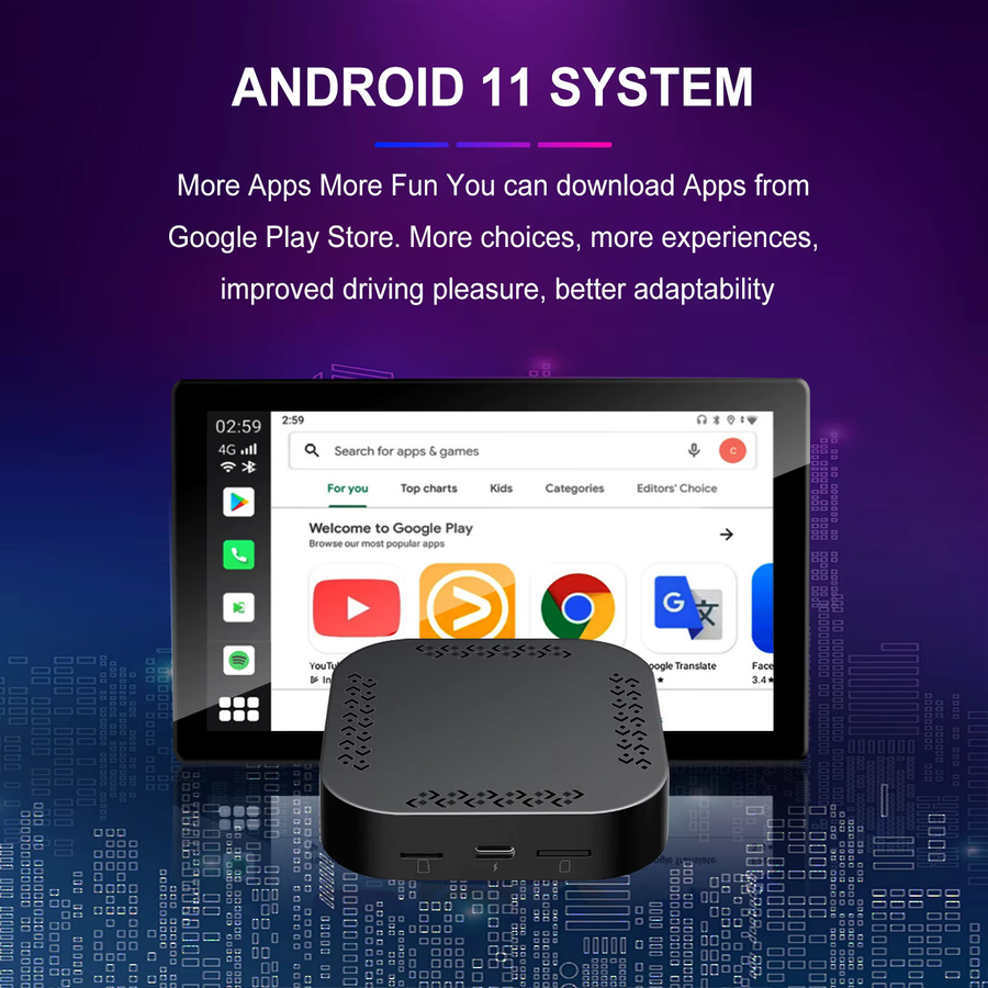 ANYFAR Kabelloser CarPlay Adapter mit Android 11 AI Box, 4G LTE, Qualcomm Prozessor, 4+64GB, Schwarz - Bild 2