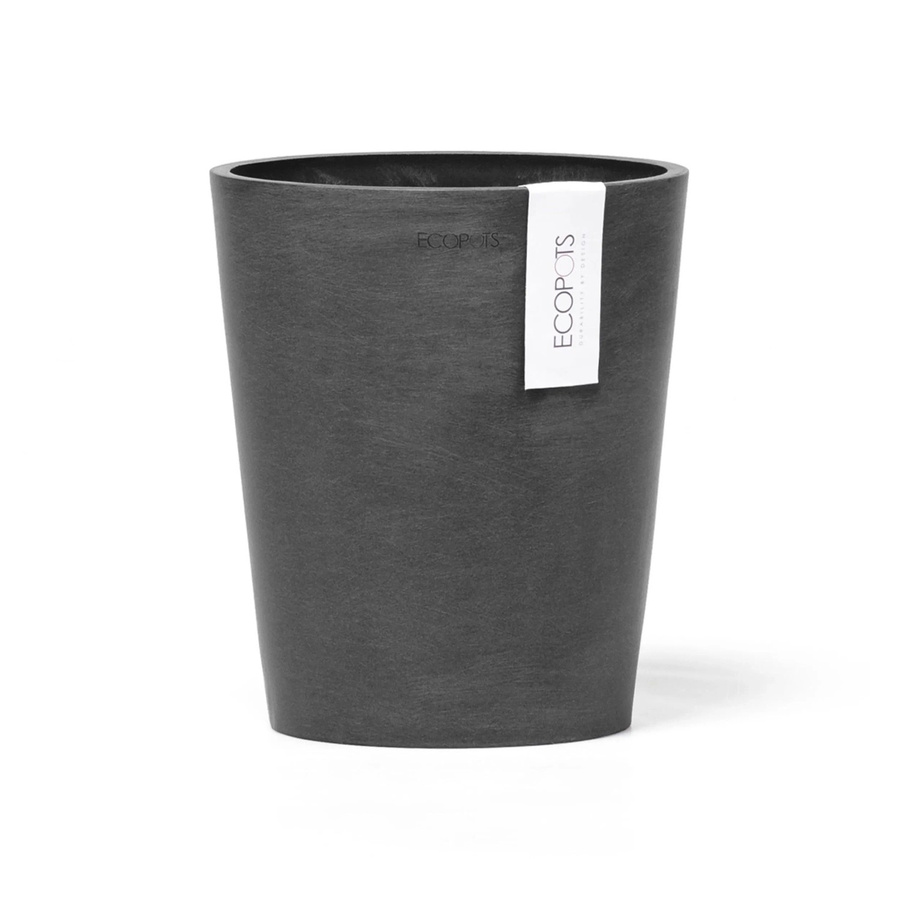 Ecopots Pflanztopf Morinda Dunkelgrau aus recyceltem Kunststoff, rund, B/T/H: 17 x 17 x 19,2 cm - Bild 2