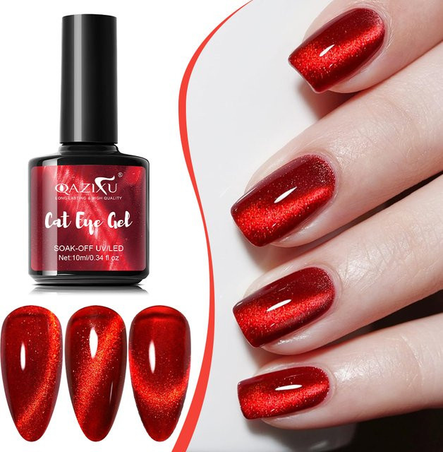 QAZIXU Nagellack Gel, Red Cat Eye, 10 ml - Bild 1