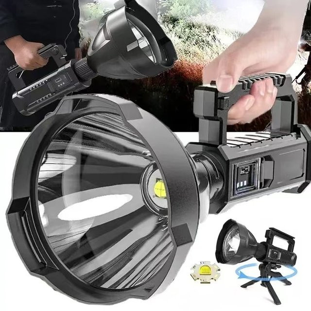 JIASHUAIXIN LED Taschenlampe mit montierbarer Halterung, USB wiederaufladbarer wasserdichter LED-Scheinwerfer in Schwarz - Bild 1