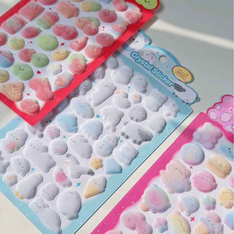 NEKONI 3D Filz Aufkleber mit niedlichen Früchte-Tier-Motiven für DIY Scrapbooking und Journaling, Mehrfarbig - Bild 1