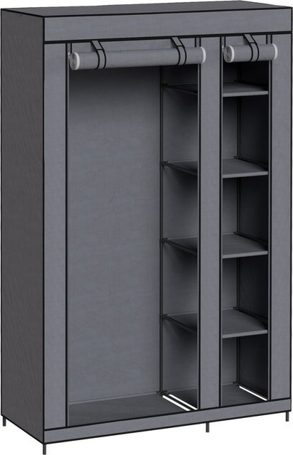 HOMCOM Stoffschrank Kleiderschrank mit Kleiderstange und 5 Ablagefächern in Grau, B/T/H: 110 x 45 x 175 cm - Bild 1