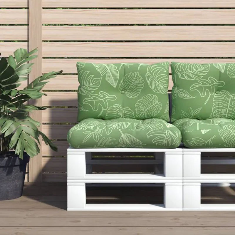 Vidaxl Palettenkissen Set aus 2 Stück mit Blumenmuster in Grün aus Oxford-Gewebe - Bild 1