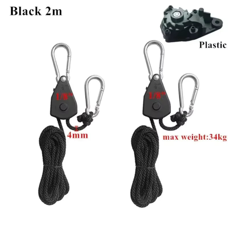 Ninth World 2er Set verstellbare Lanyards zur Aufhängung für Zeltventilatoren, Pflanzenlampen und Riemenscheiben, 1/8 Zoll oder 1/4 Zoll - Bild 2