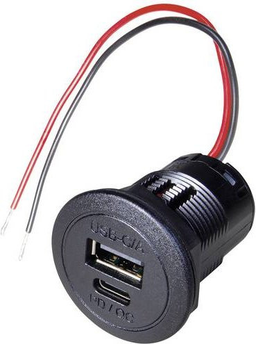 ProCar Power USB-C und USB-A Doppelsteckdose mit PD/QC Schnellladefunktion in Schwarz für 12 - 24 V/DC - Bild 1