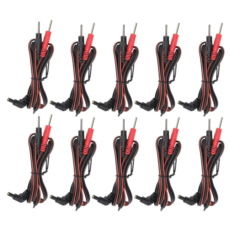 TMISHION 2-in-1 Pin-Elektrodenkabel für Physiotherapie-Geräte, 1,2 m Länge, 2,35 mm Durchmesser, 10 Stück, Schwarz - Bild 5